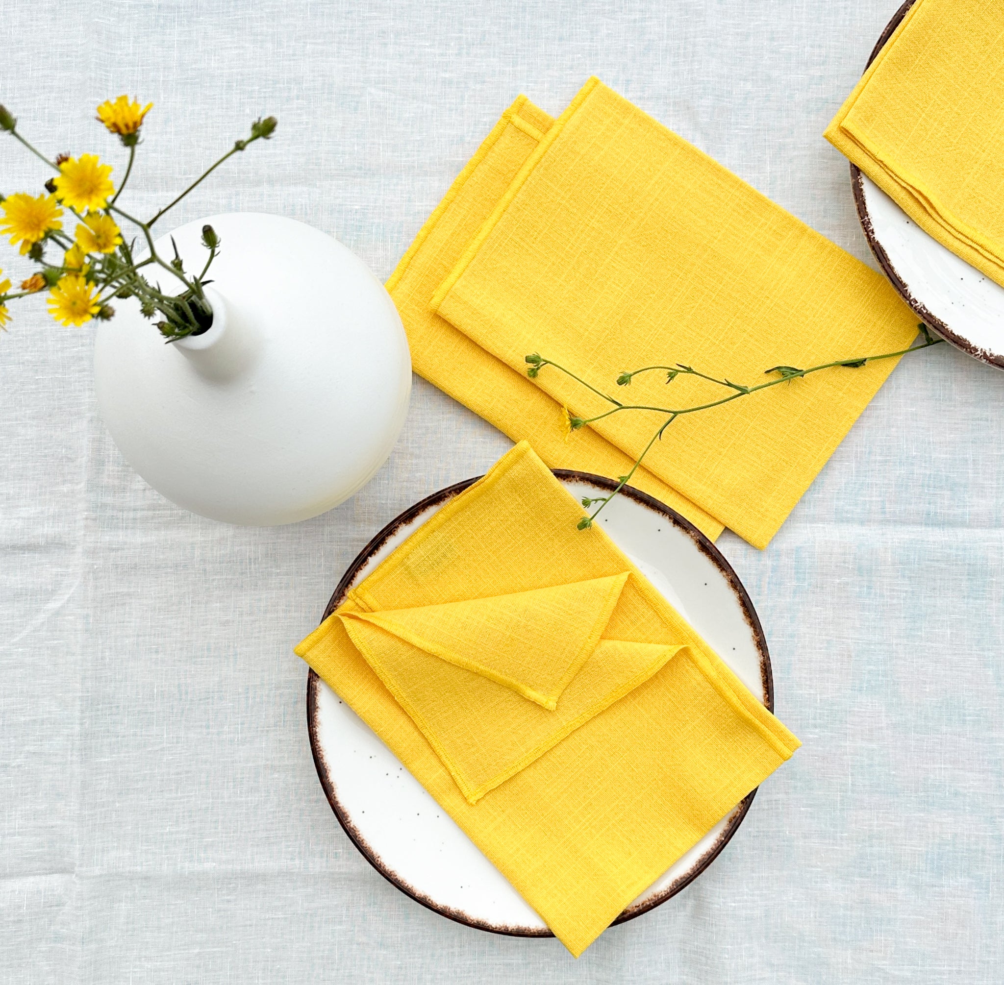 Chartreuse Yellow Linen Cloth Napkins, Wedding Napkin, Wedding