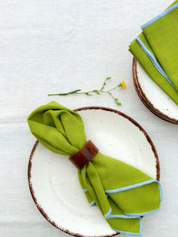 Green Napkin Set with Contrast Edges