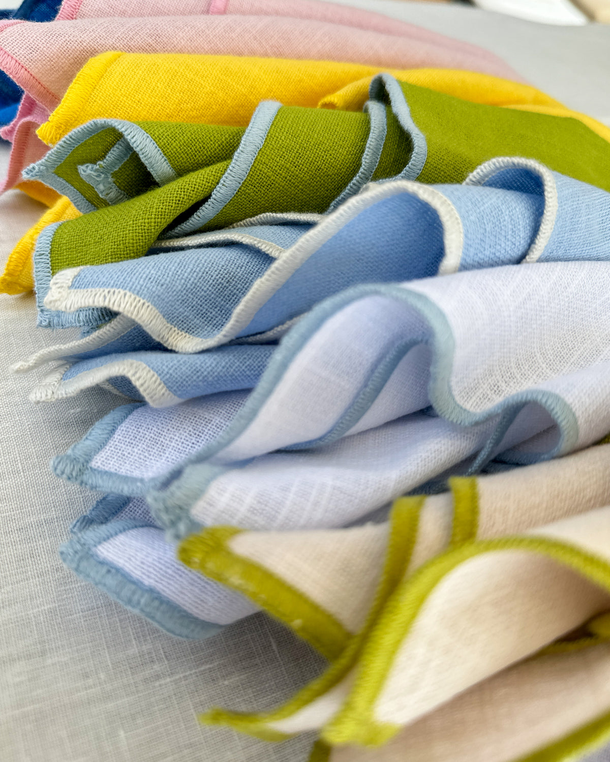 Sky Blue Cotton Napkin Set, Mediterranean Style