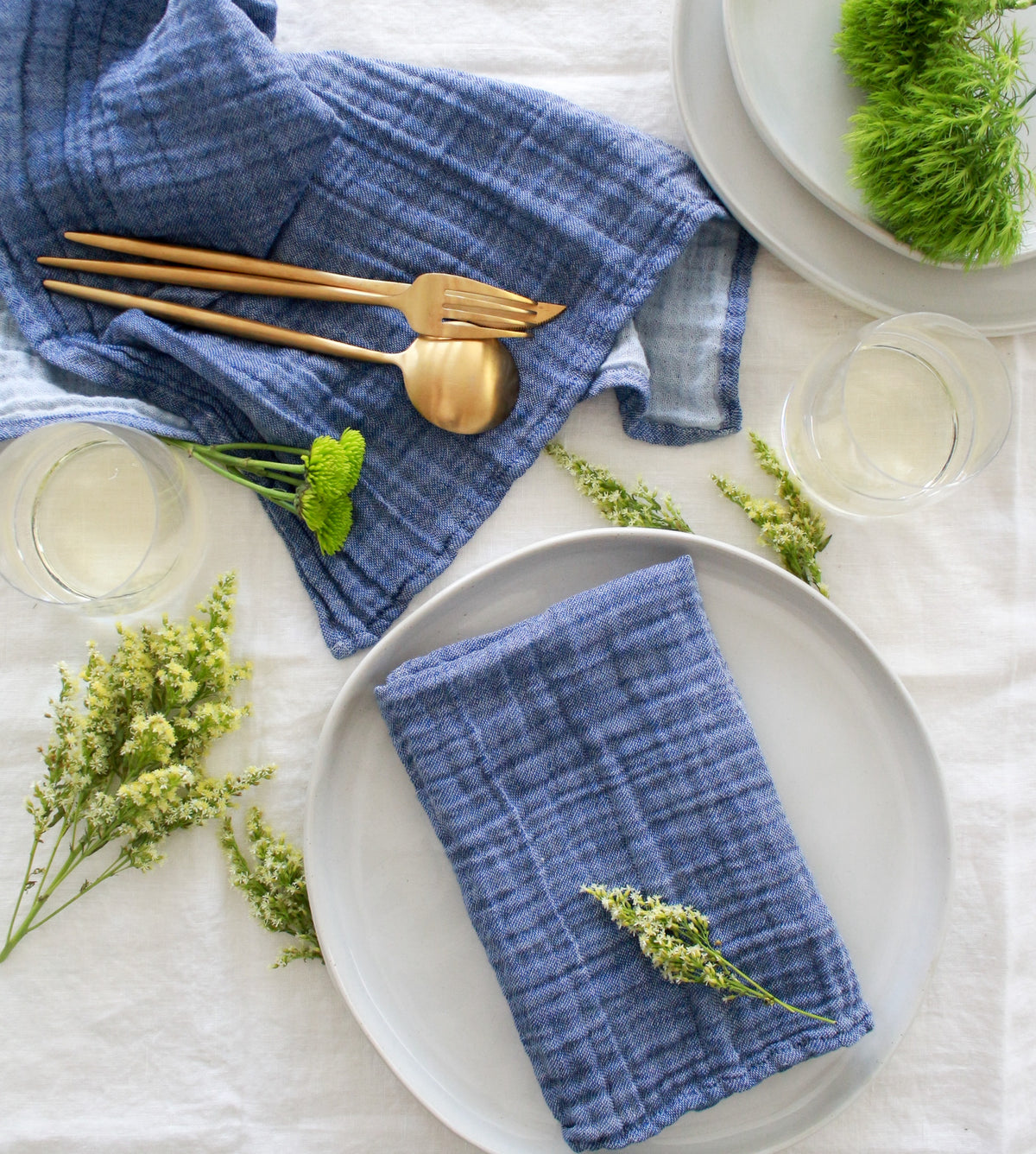 Dinner Napkin Set, Prewashed Soft Muslin Napkins