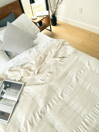 Ivory White Waffle Blanket