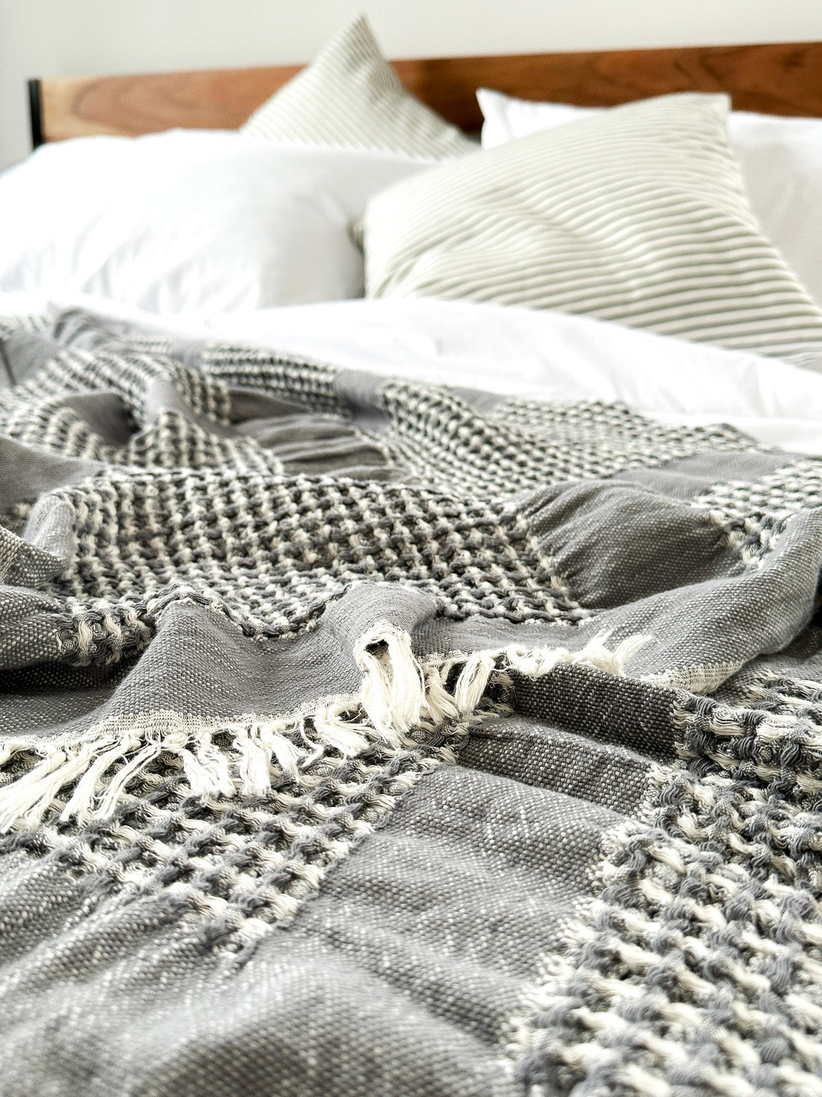 Ivory White Waffle Blanket