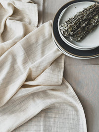 Silver Shimmering Striped Table Runner - Cotton