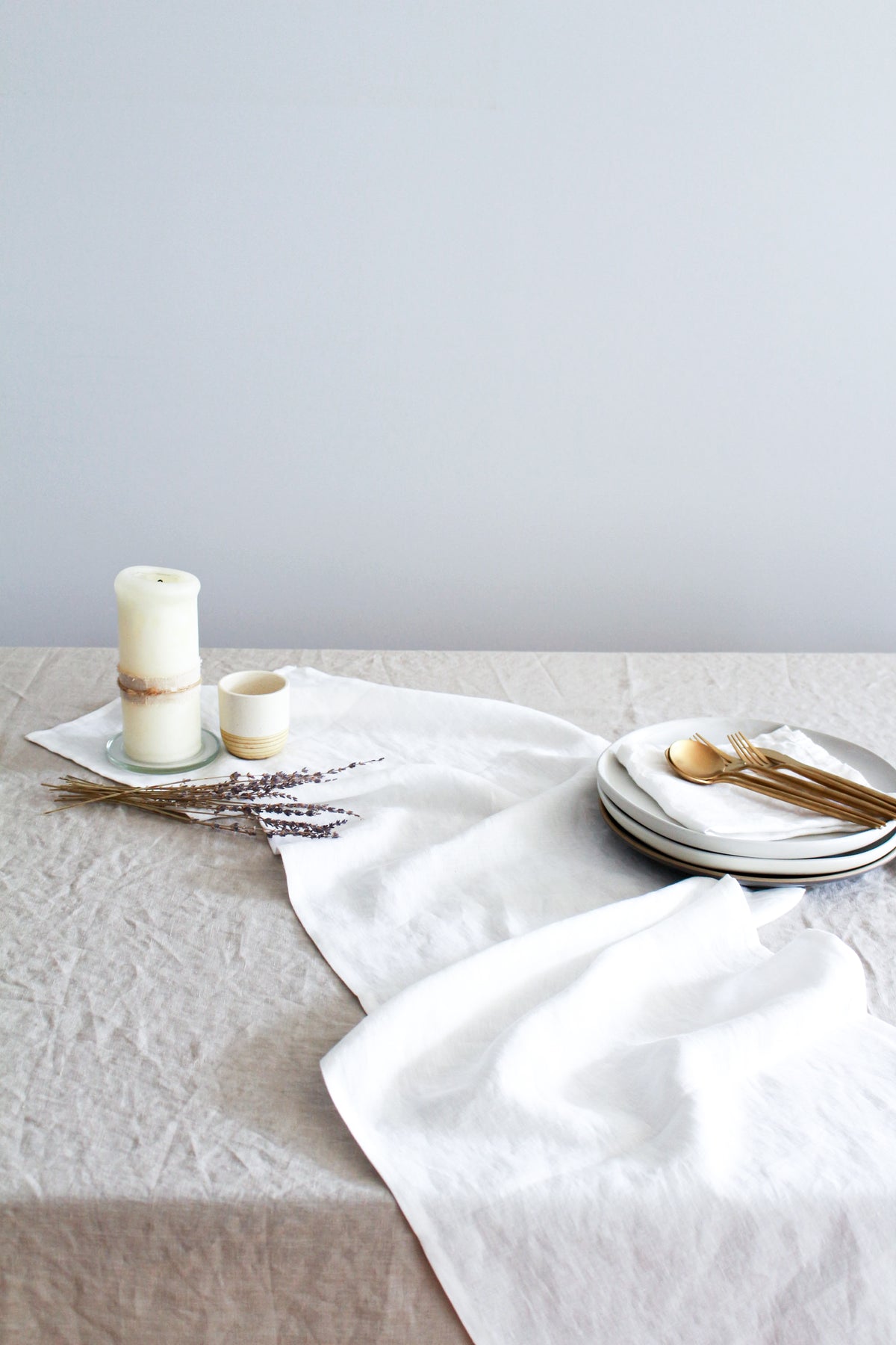 Off White Table Runner, Linen