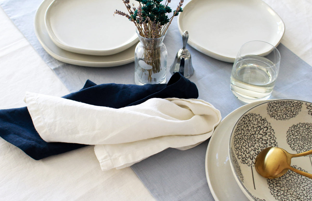 Sky Blue Table Runner, Linen