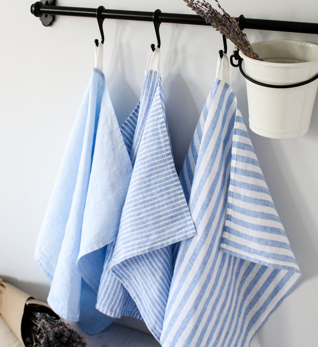 Linen Tea Towels Set of 2, Blue Linen Dish Towel,light Blue Linen Kitchen  Towel,natural Linen Dishcloth,handmade Linen Kitchen Towel 