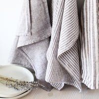 Natural Striped Kitchen Towels, Set of 3 or Single