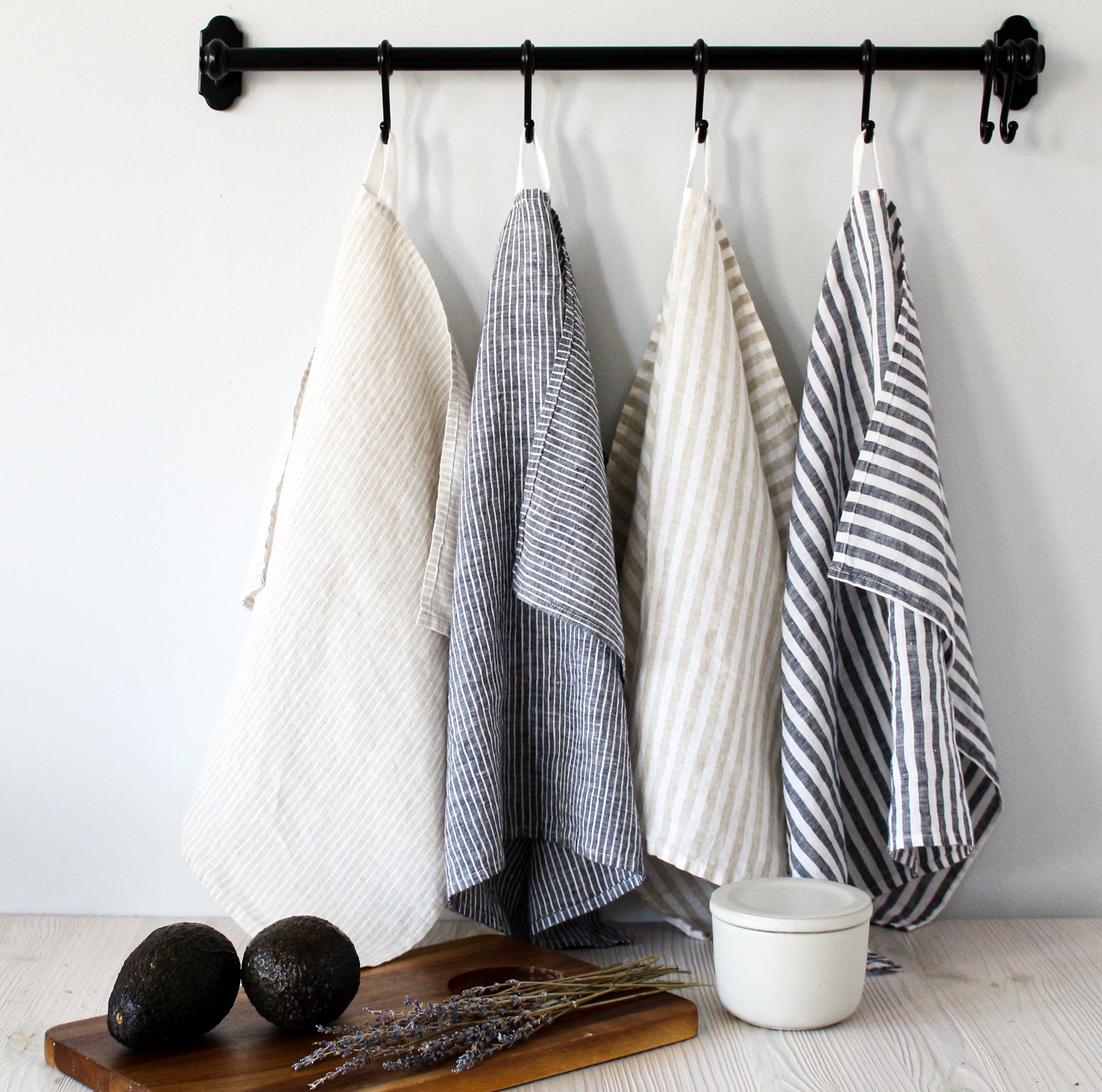 Linen Casa Kitchen Towel – Striped Heather Gray