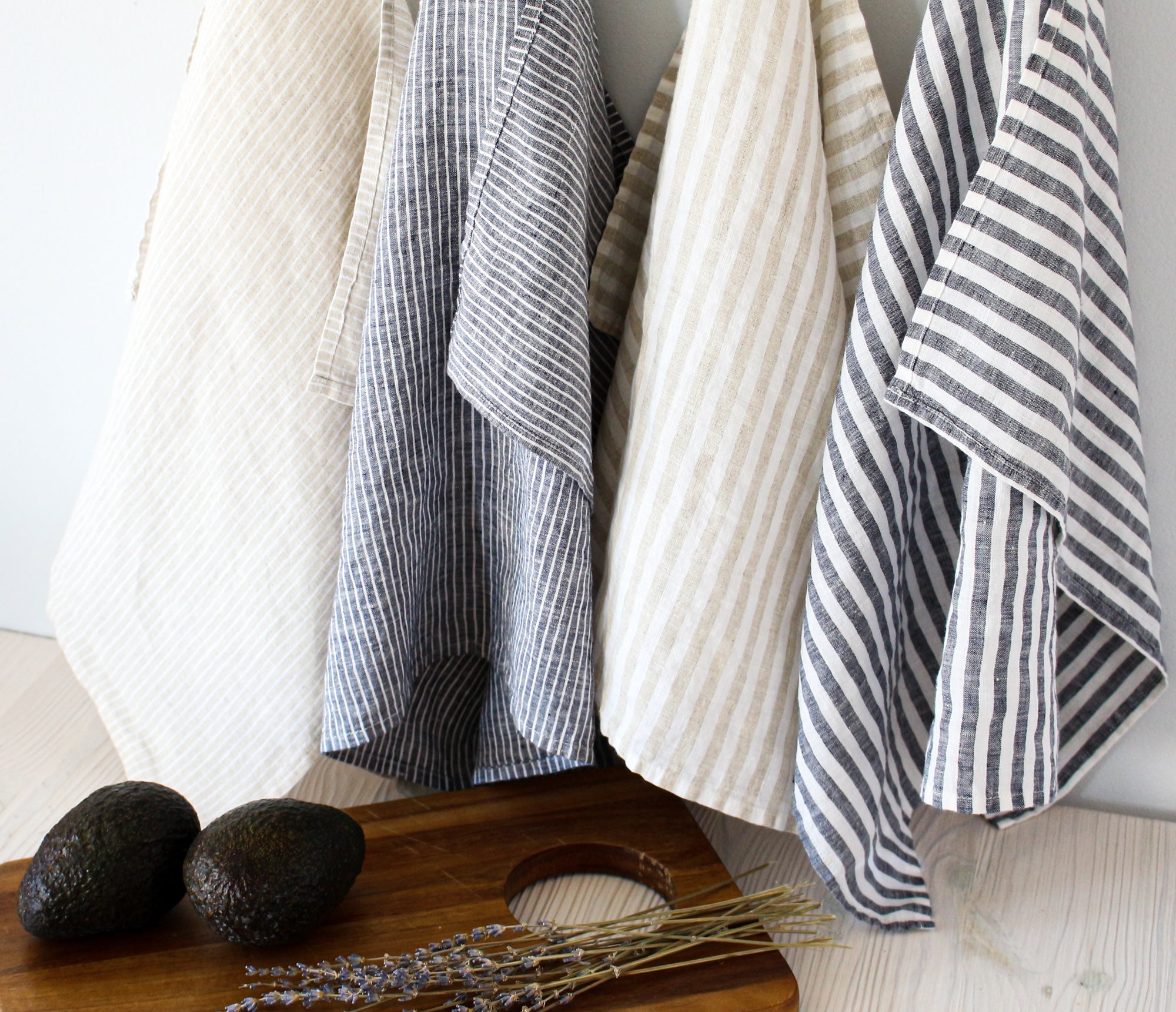 Kitchen Towels 100% Linen Dish Towels Striped Hand Towels