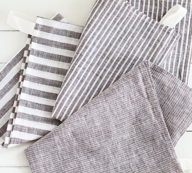 Sky Blue Striped Tea Towels Set of 3 or Single, Cotton & Linen Kitchen  Towels